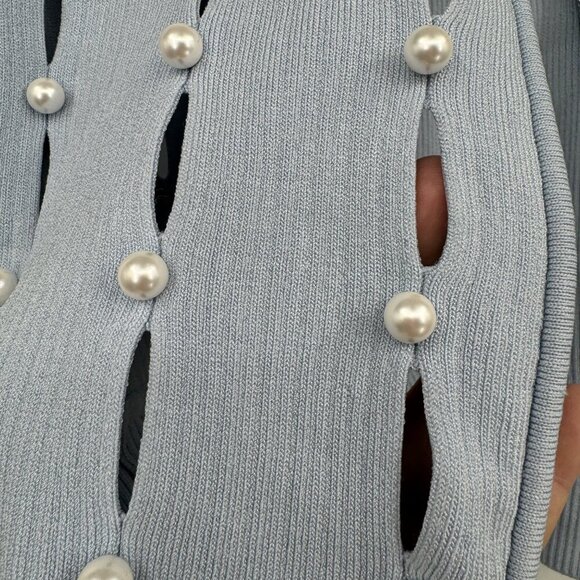 Jonathan Simkhai Blue  Samia Compac Rib Cardigan and matching tank woman’s small - Picture 7 of 15